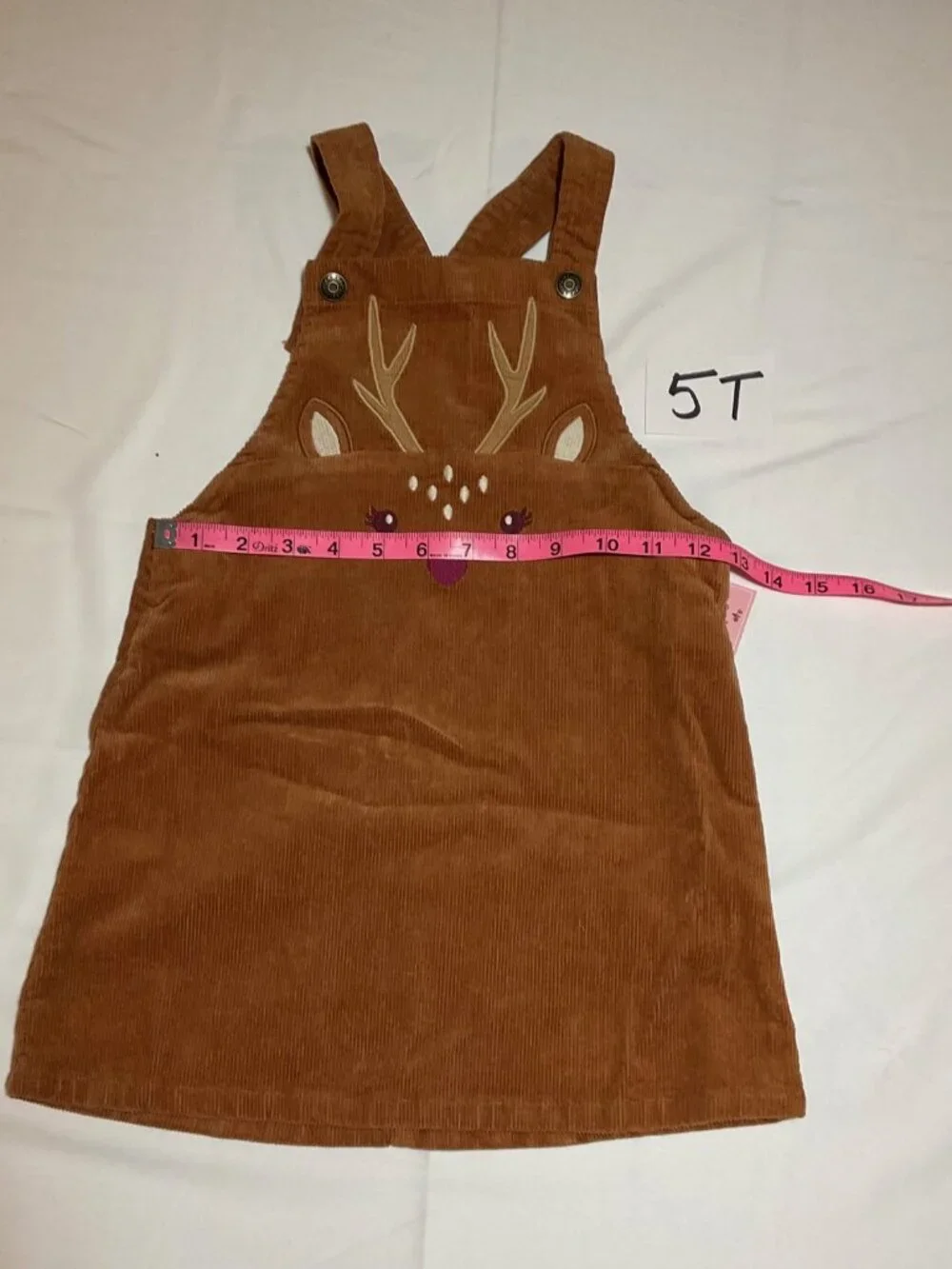 Gymboree Girls Brown Corduroy Overall Jumper Dress Embroidered Deer NWT